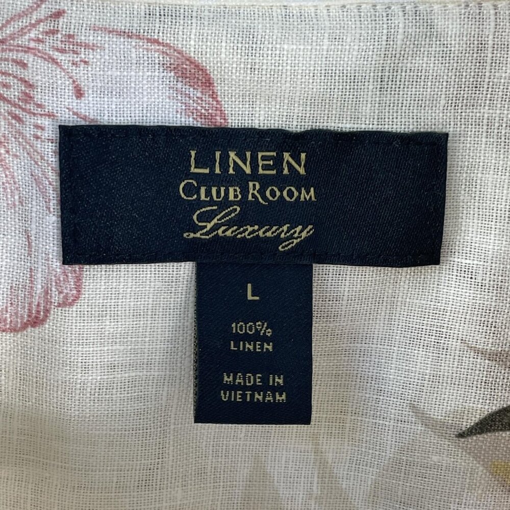 Club Room Shirt Mens Large Multicolor Linen Floral‎ Hawaiian Button Front - Picture 4 of 9